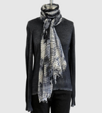 ANNIE TURBIN BLUE/BLACK CREAM SHIBORI MODAL SCARF