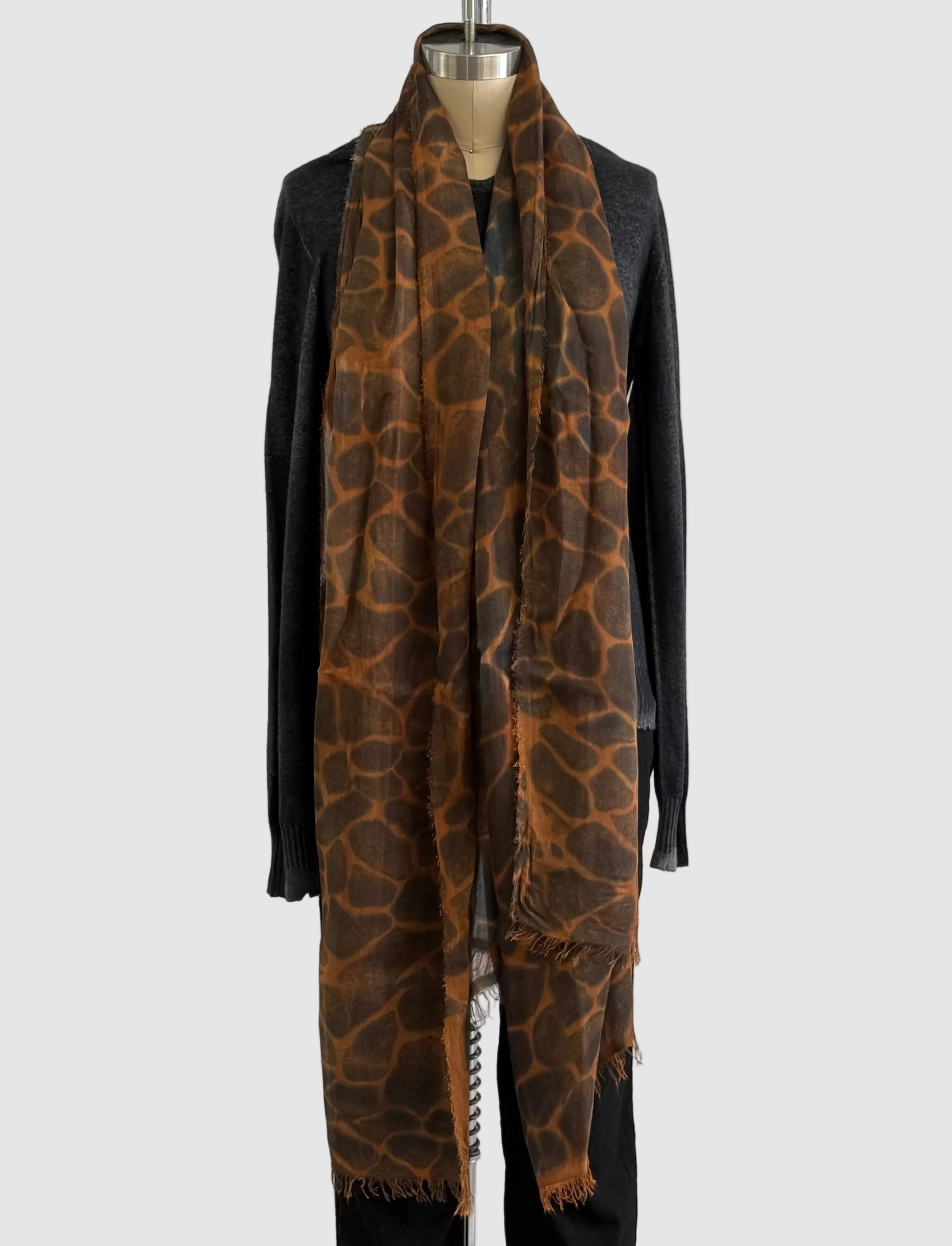 Annie Turbin Cognac Black Giraffe Modal Scarf