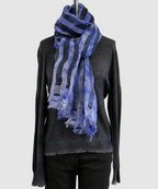 Annie Turbin Violet & Black Stripe Linen Scarf