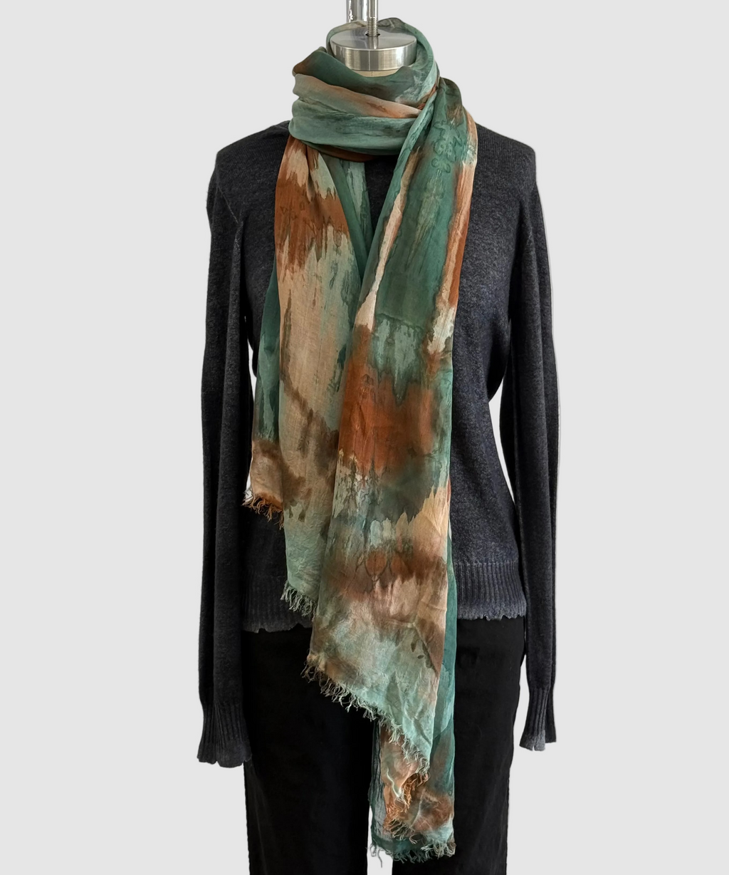 Annie Turbin Green Brown Canyon  Modal Scarf