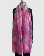 Annie Turbin Pink & Grey Botanical Linen Scarf