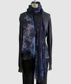 Annie Turbin Navy Burgundy Botanical Modal Scarf