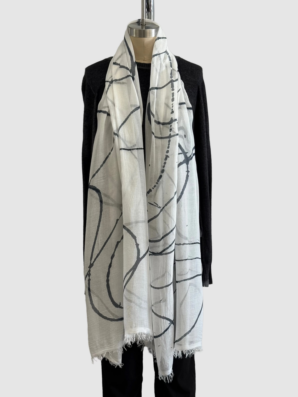 Annie Turbin Black Swirl Modal Scarf