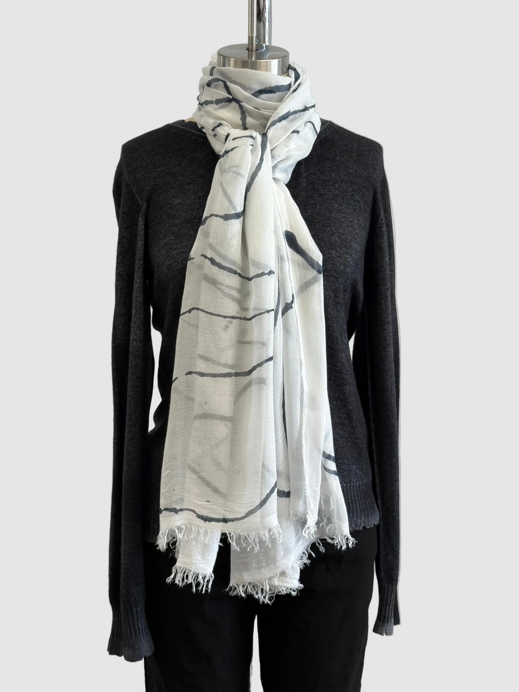 Annie Turbin Black Swirl Modal Scarf
