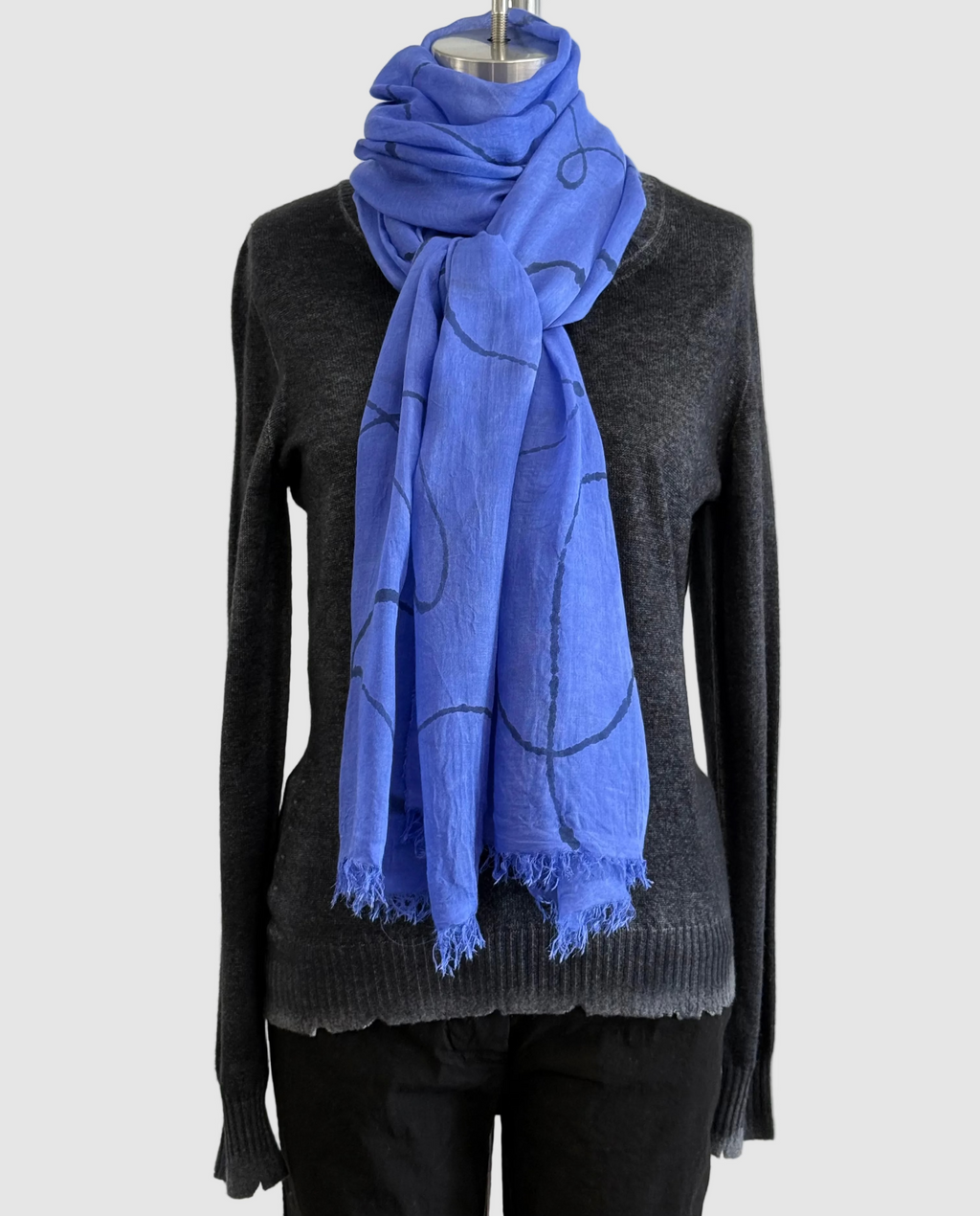 Annie Turbin Violet Black Swirl Modal Scarf