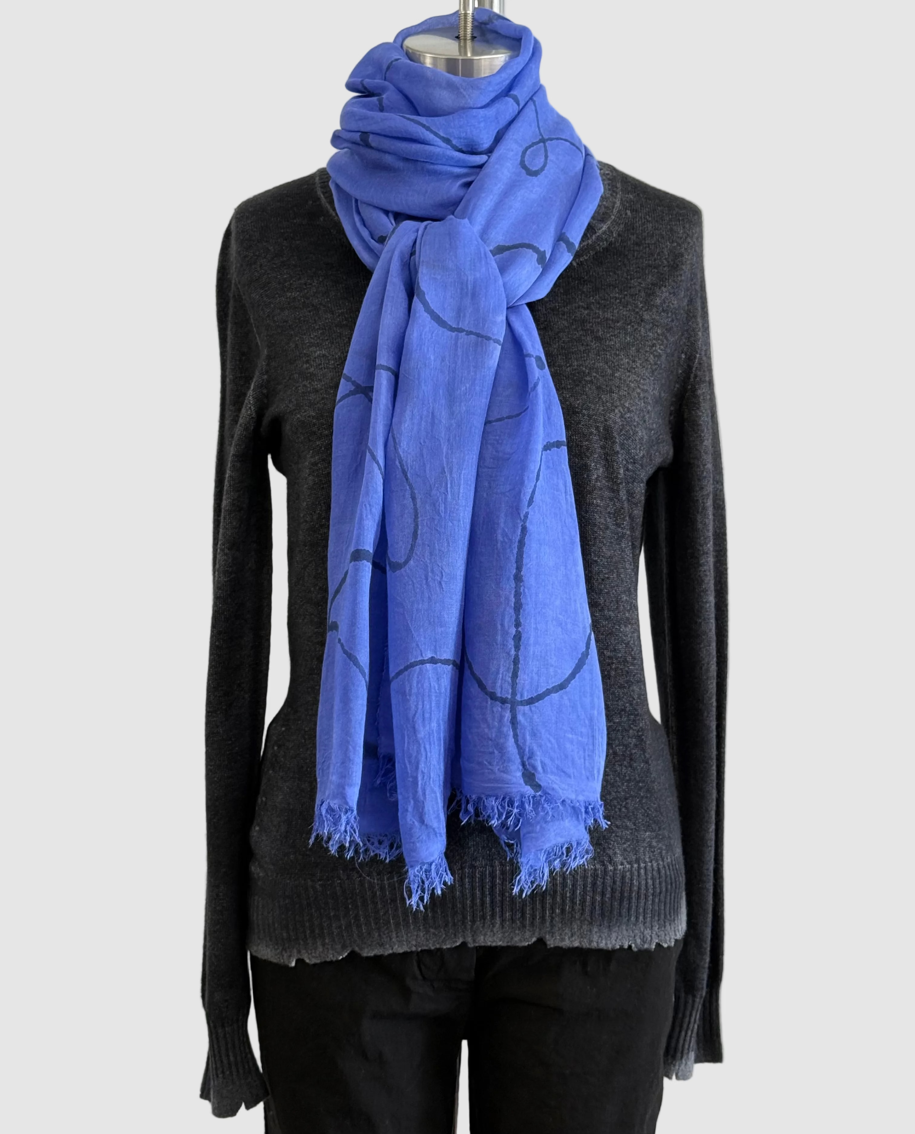 Annie Turbin Violet Black Swirl Modal Scarf