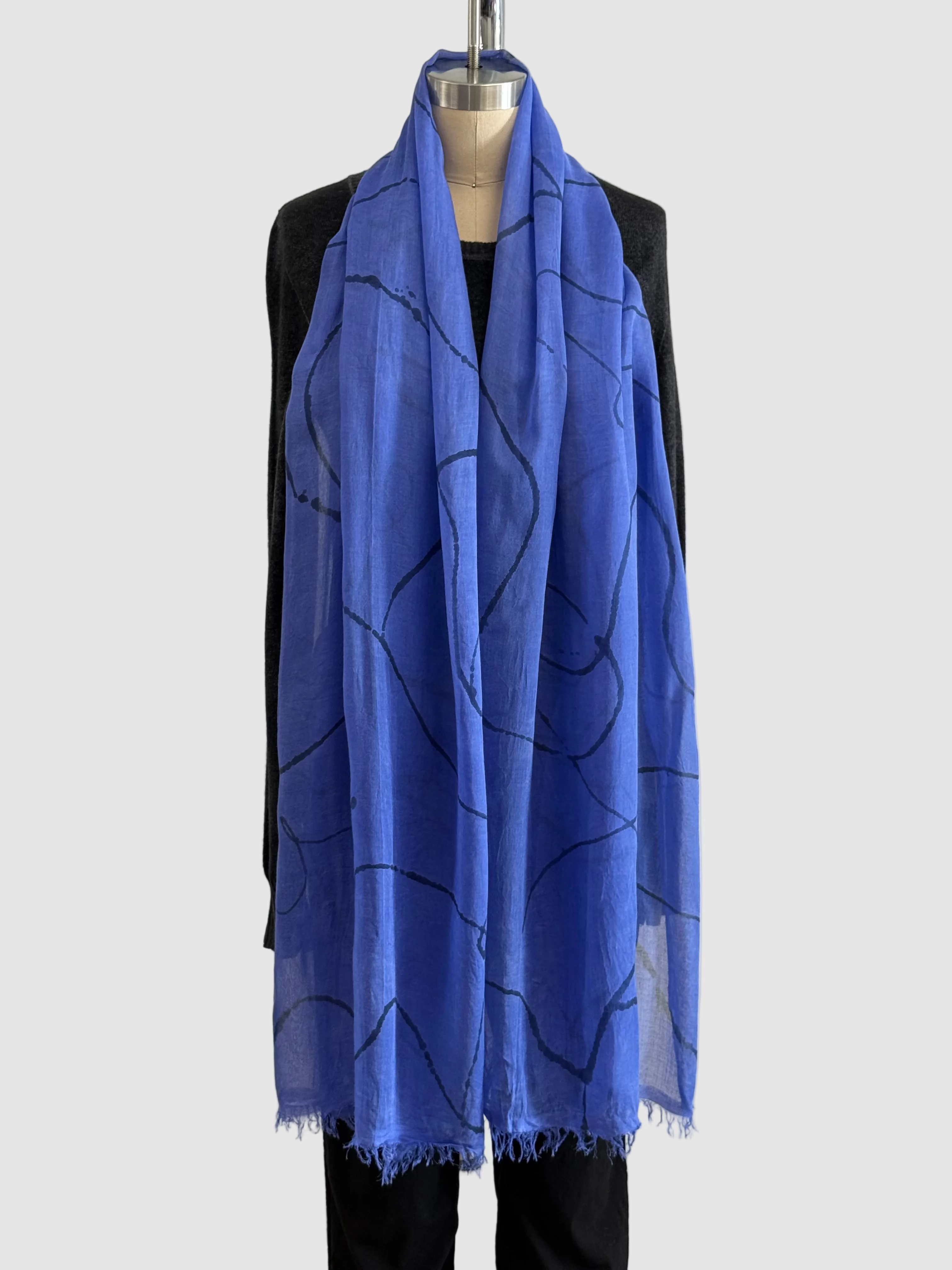 Annie Turbin Violet Black Swirl Modal Scarf