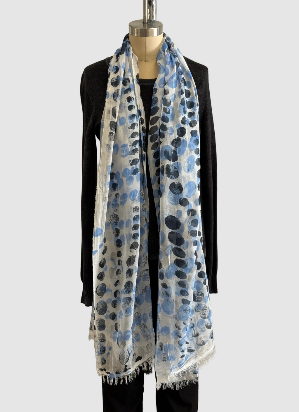 Annie Turbin Light Blue & Black Dot Modal Scarf