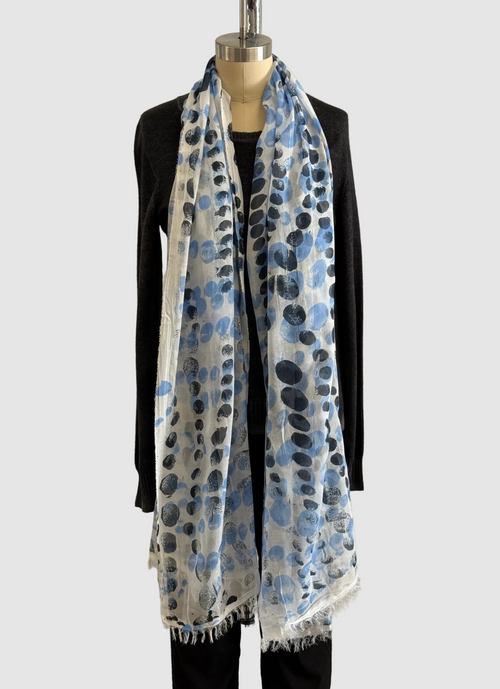 Annie Turbin Light Blue & Black Dot Modal Scarf