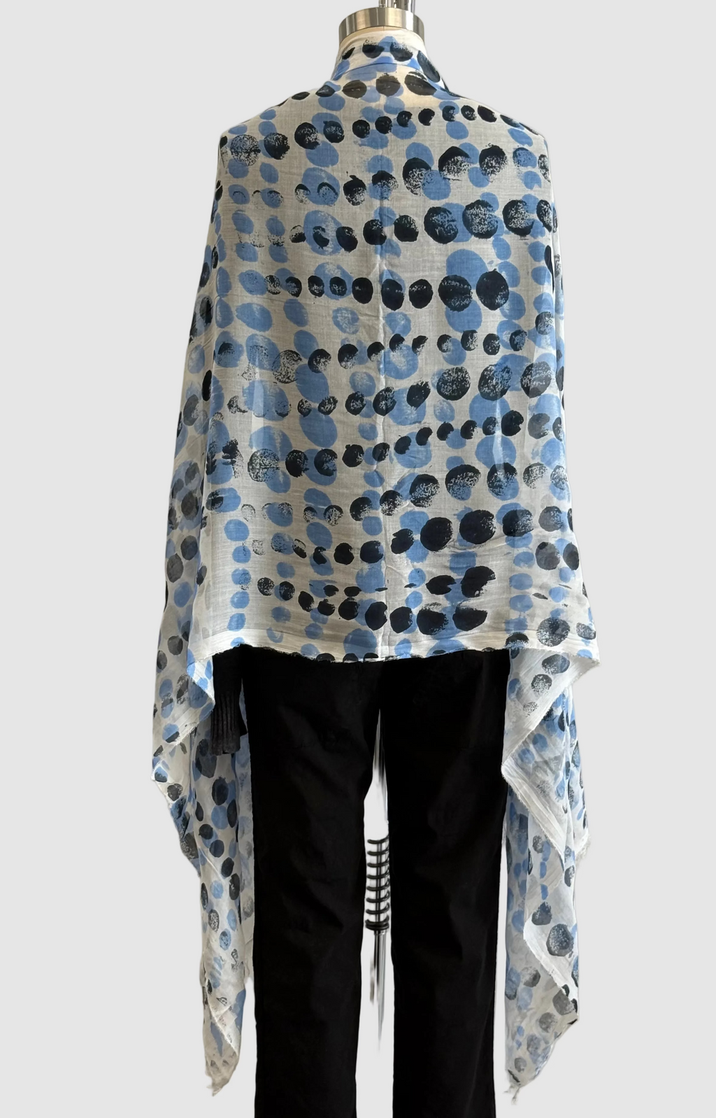 Annie Turbin Light Blue & Black Dot Modal Scarf