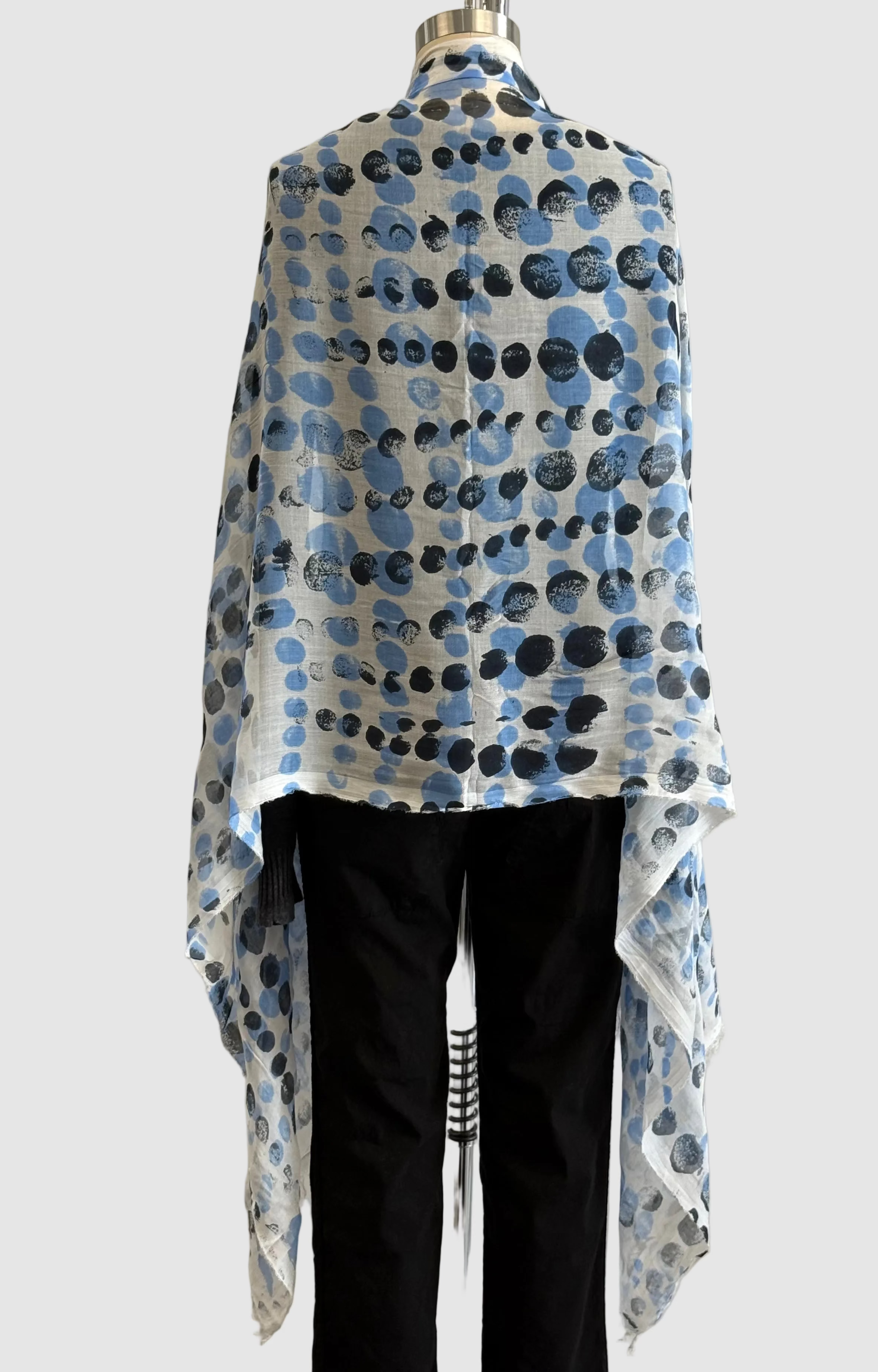 Annie Turbin Light Blue & Black Dot Modal Scarf