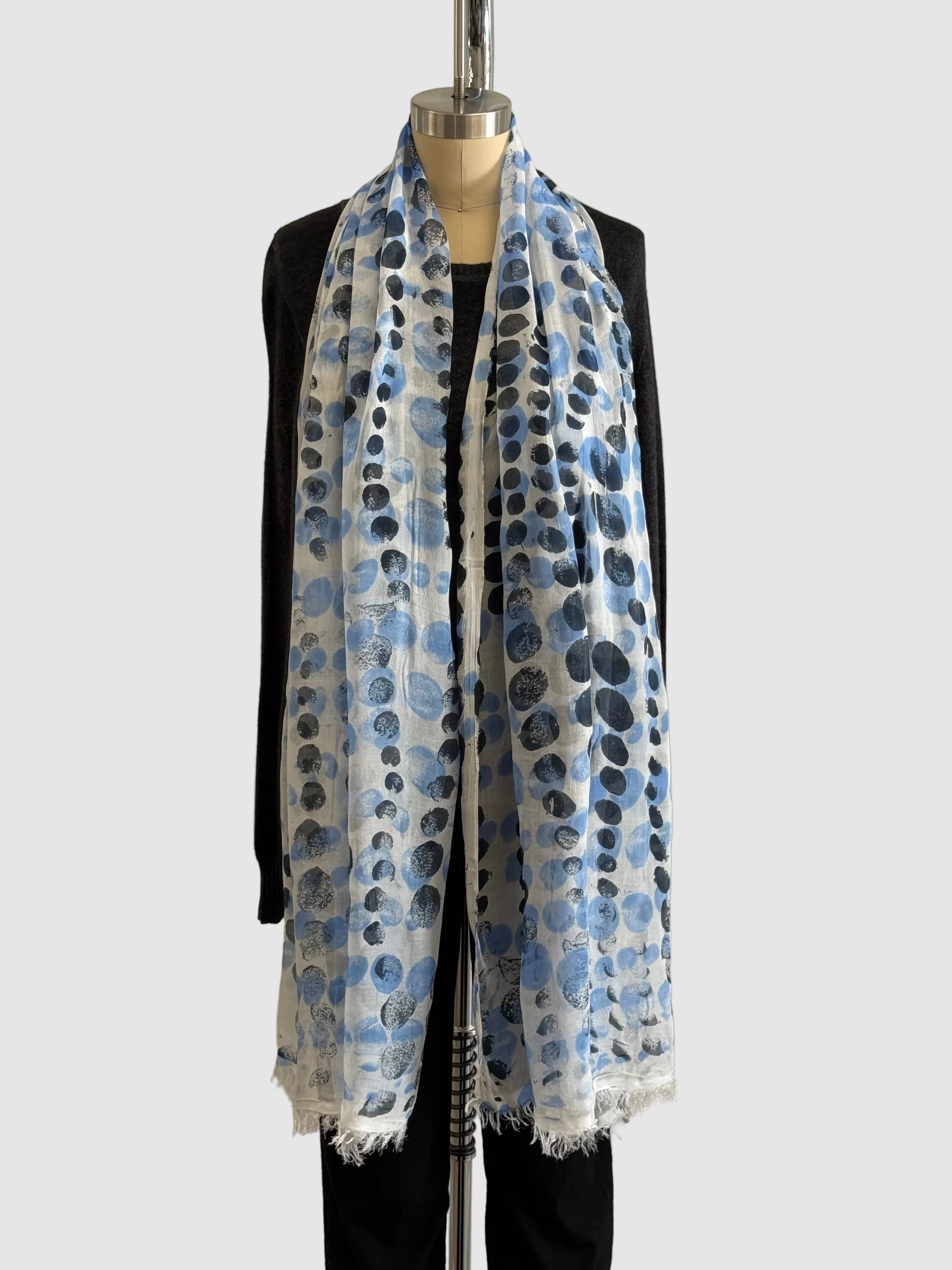 Annie Turbin Light Blue & Black Dot Modal Scarf