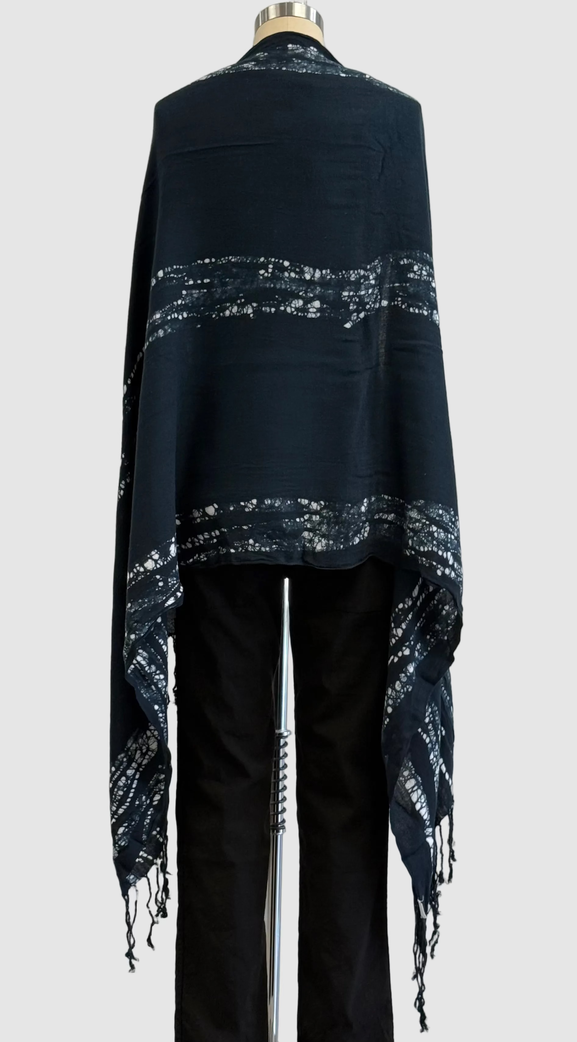 Annie Turbin Slate Aspen Batik Knit Viscose Scarf