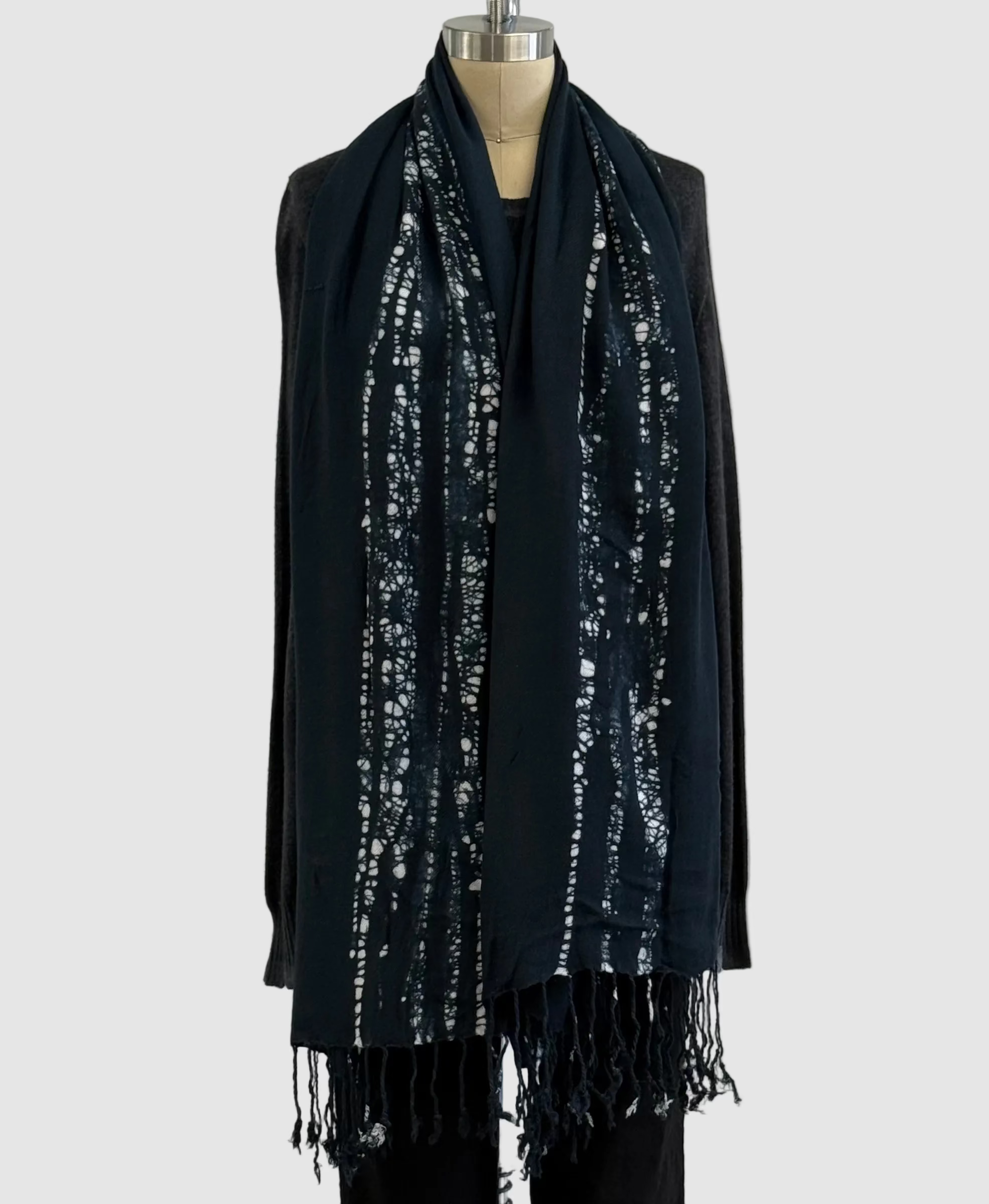 Annie Turbin Slate Aspen Batik Knit Viscose Scarf