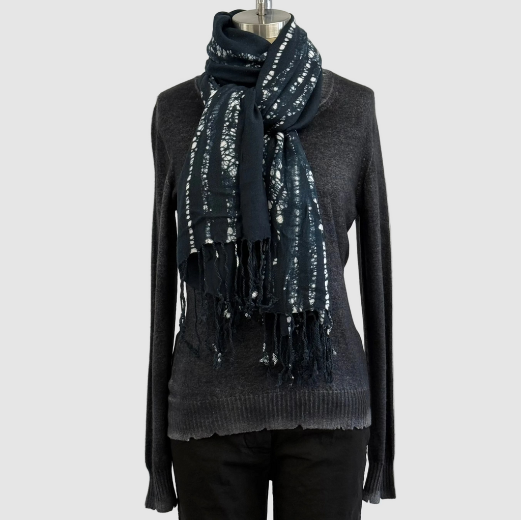 Annie Turbin Slate Aspen Batik Knit Viscose Scarf