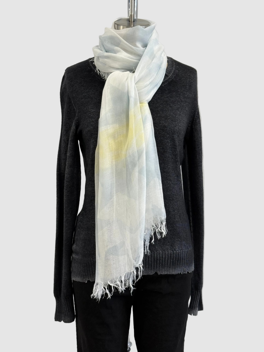 Annie Turbin Grey &amp; Yellow Giant Star Modal Scarf