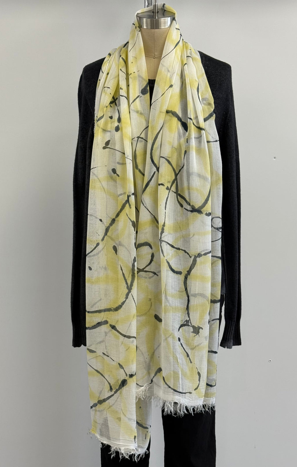 Annie Turbin Black & Yellow Swirl Modal Scarf