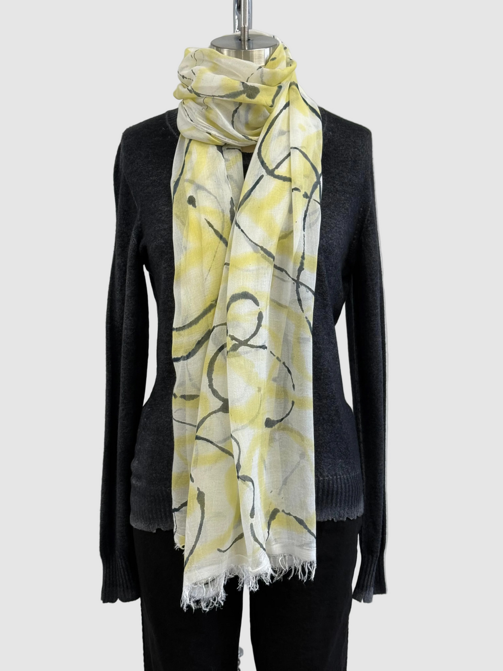 Annie Turbin Black & Yellow Swirl Modal Scarf
