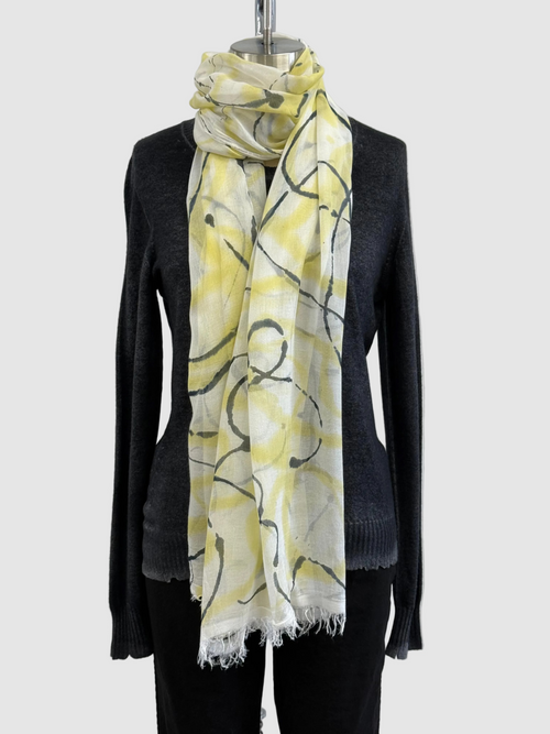 Annie Turbin Black & Yellow Swirl Modal Scarf