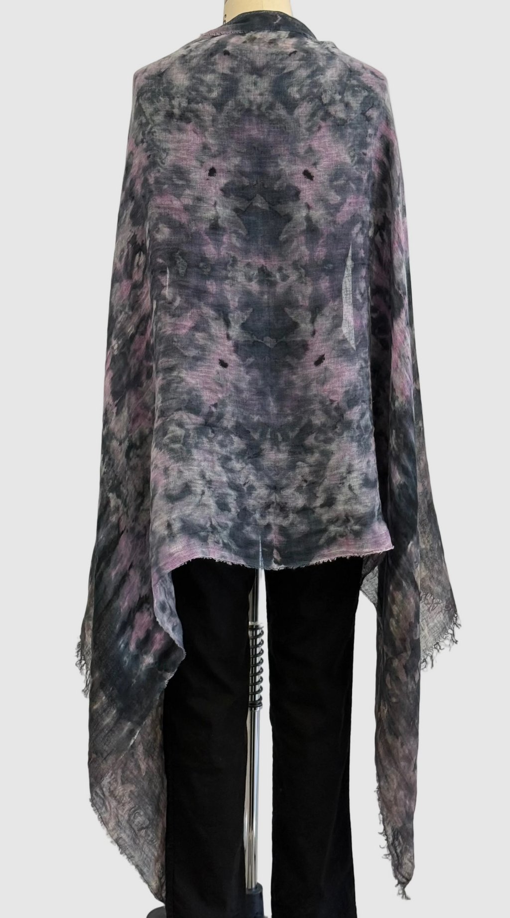 Annie Turbin Pink & Chocolate Botanical Linen Scarf