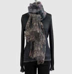 Annie Turbin Pink & Chocolate Botanical Linen Scarf