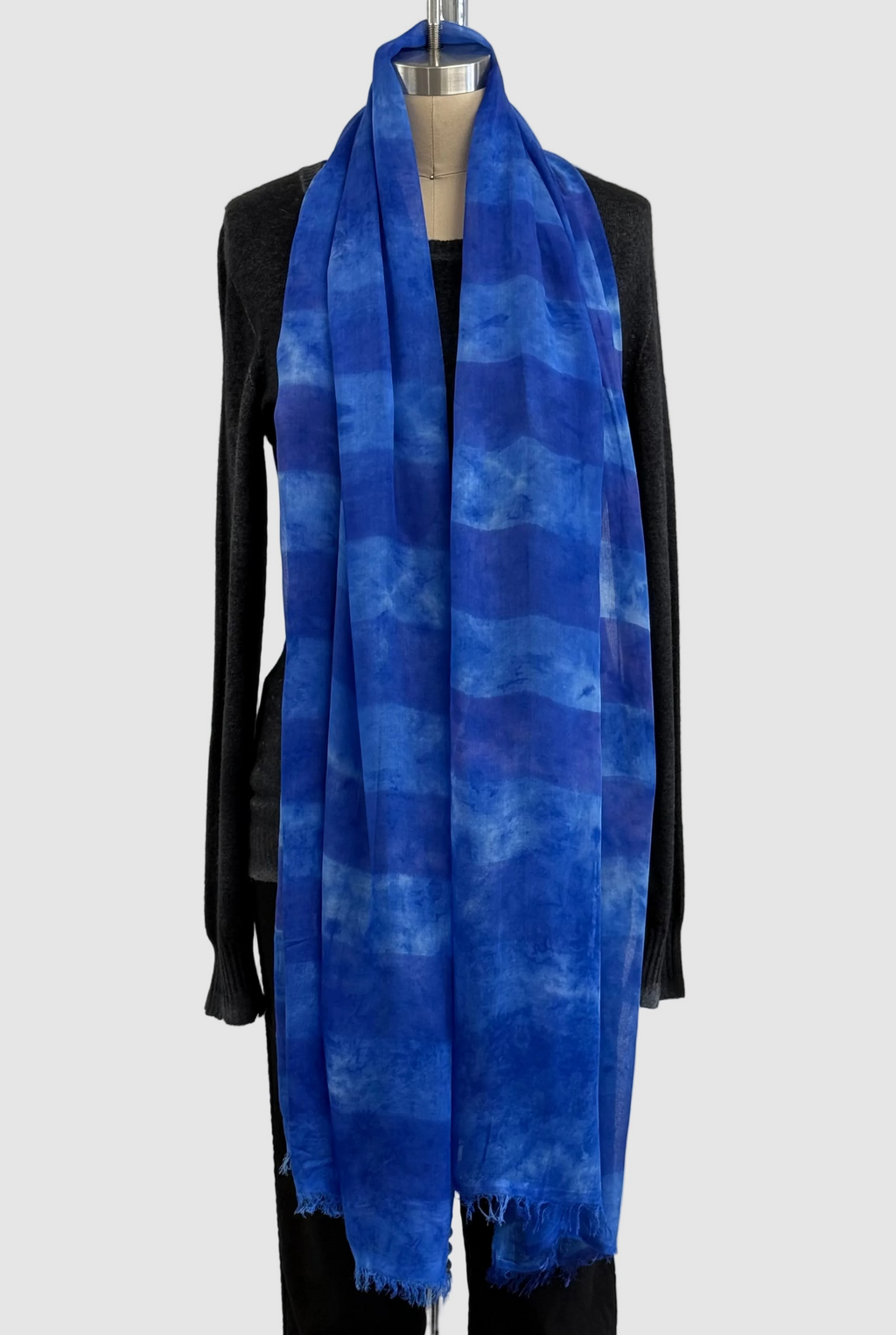 Annie Turbin Electric Blue Tonal Rugby Modal Scarf