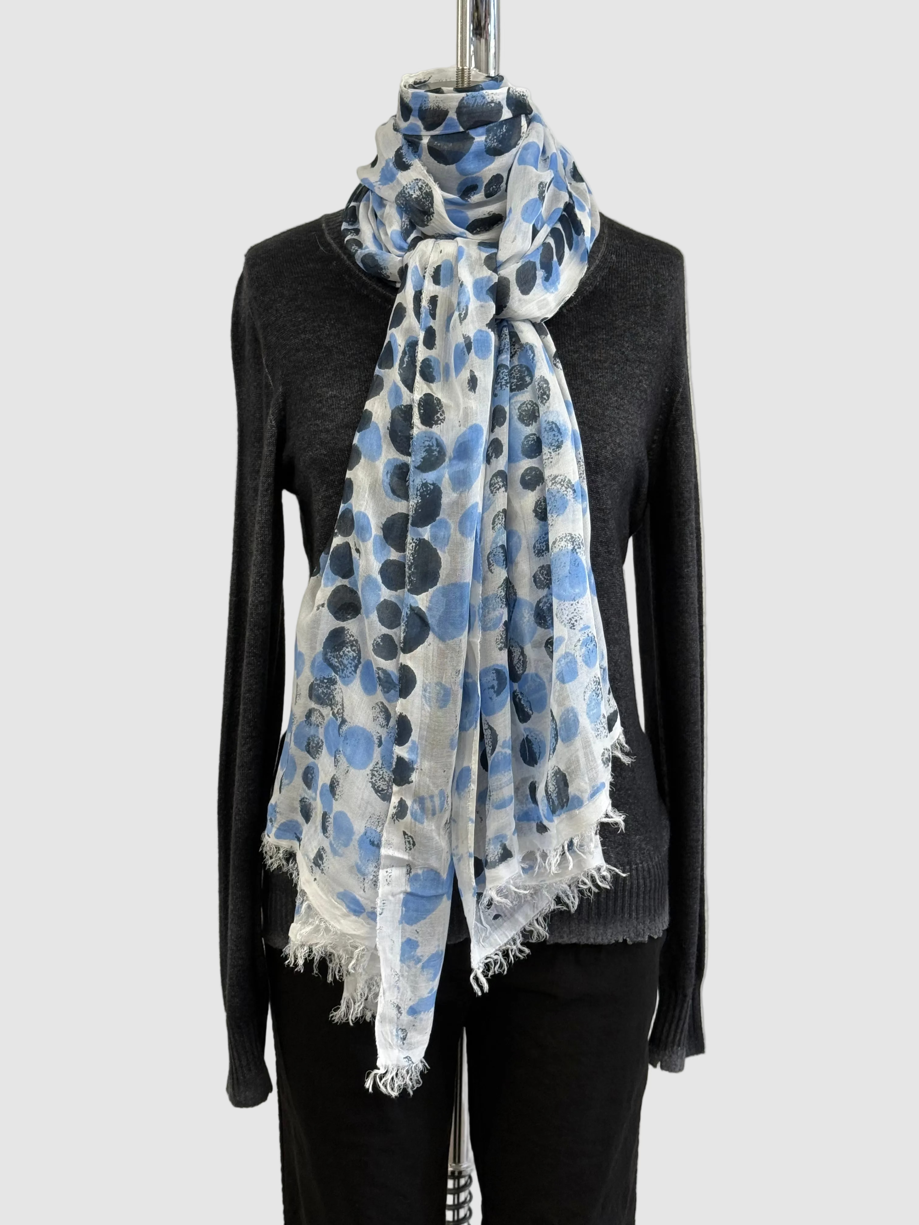 Annie Turbin Light Blue & Black Dot Modal Scarf