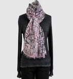 Annie Turbin Pink & Black Geometric Modal Scarf