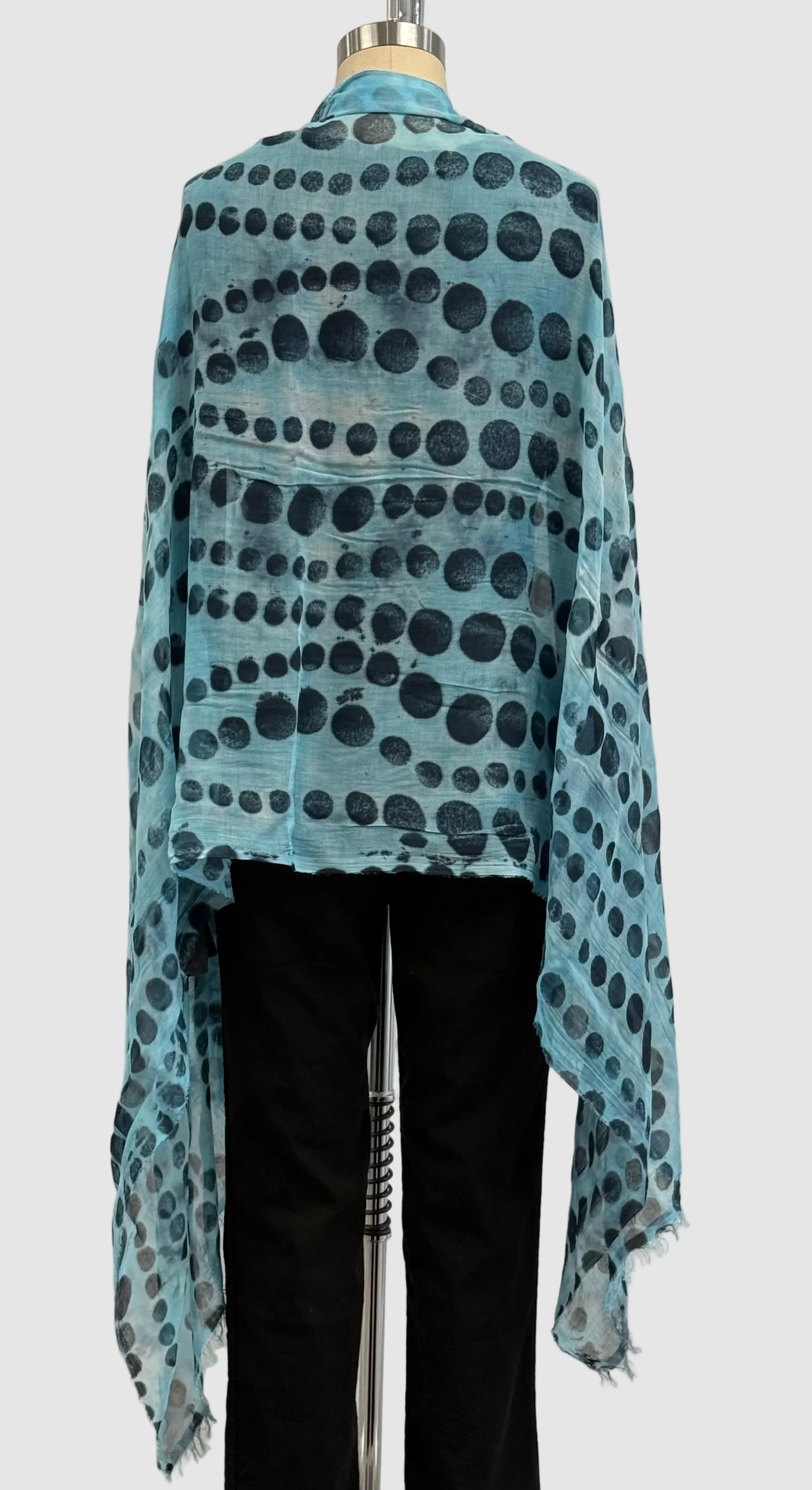 Annie Turbin Turquoise & Black Wavy Dot Modal Scarf