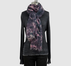 Annie Turbin Eggplant Botanical Silk Scarf