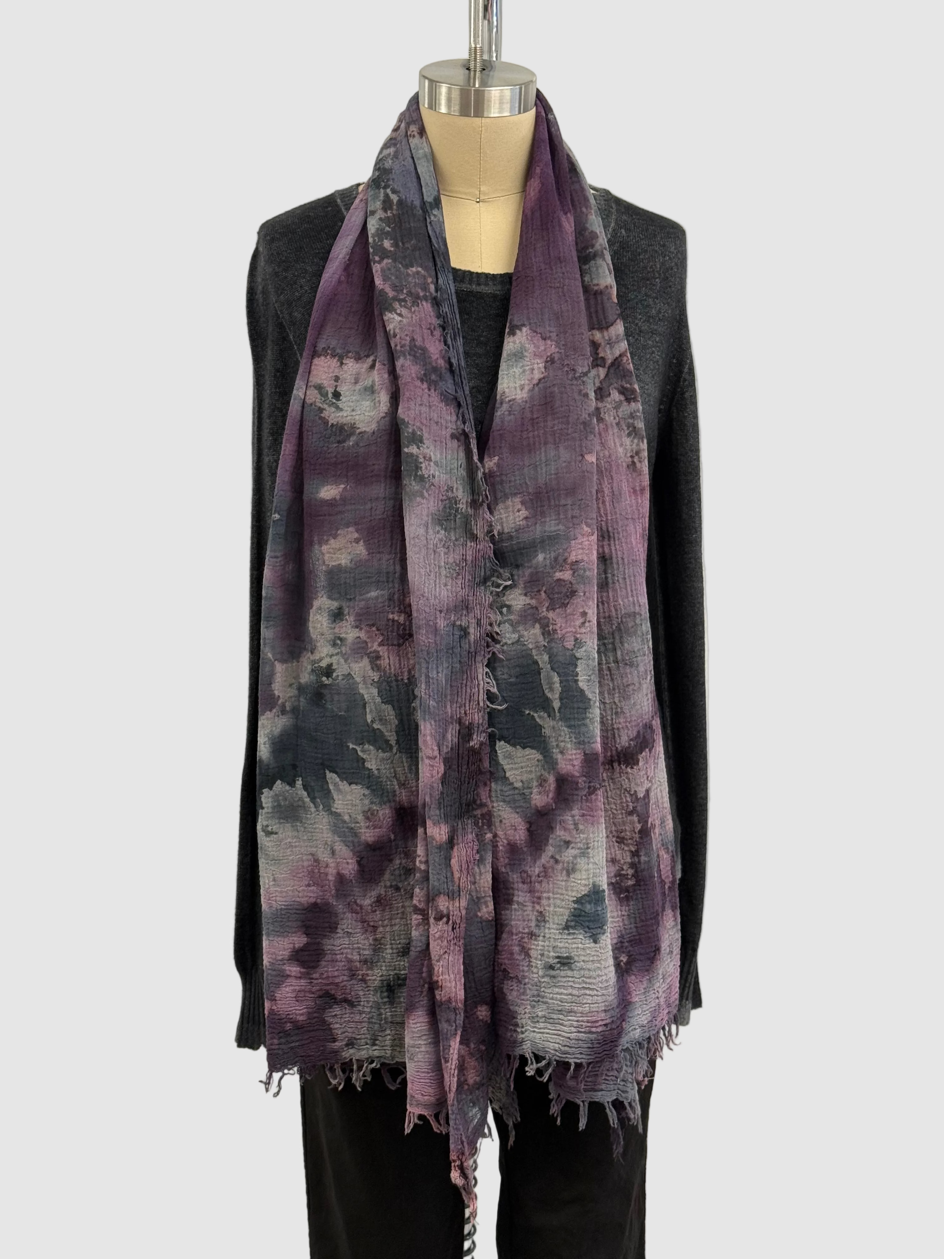 ANNIE TURBIN PLUM BOTANICAL COTTON SCARF