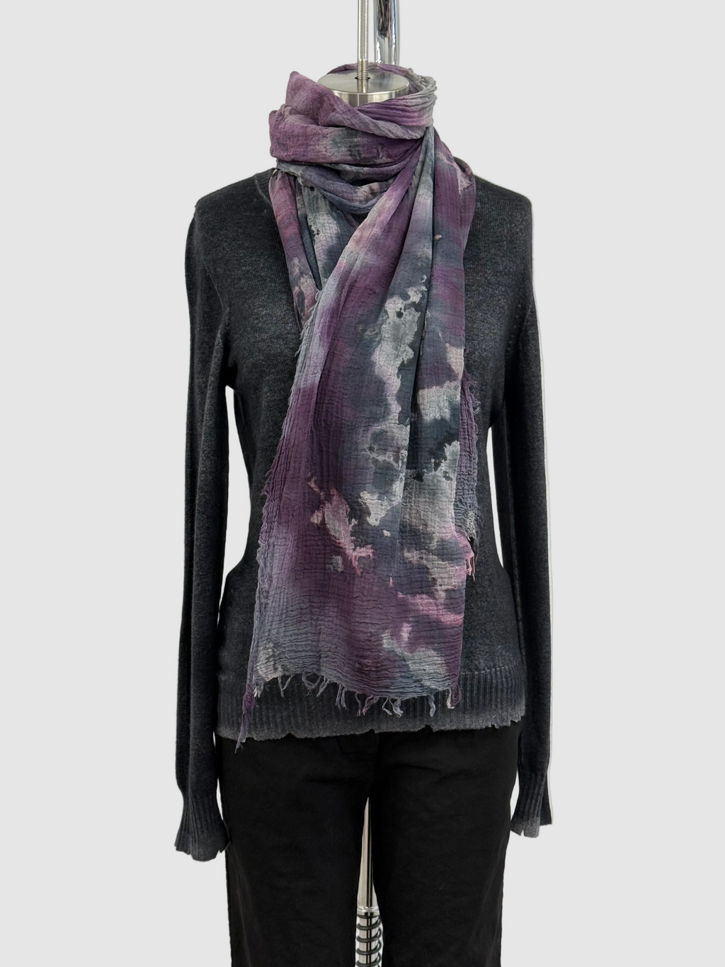 ANNIE TURBIN PLUM BOTANICAL COTTON SCARF