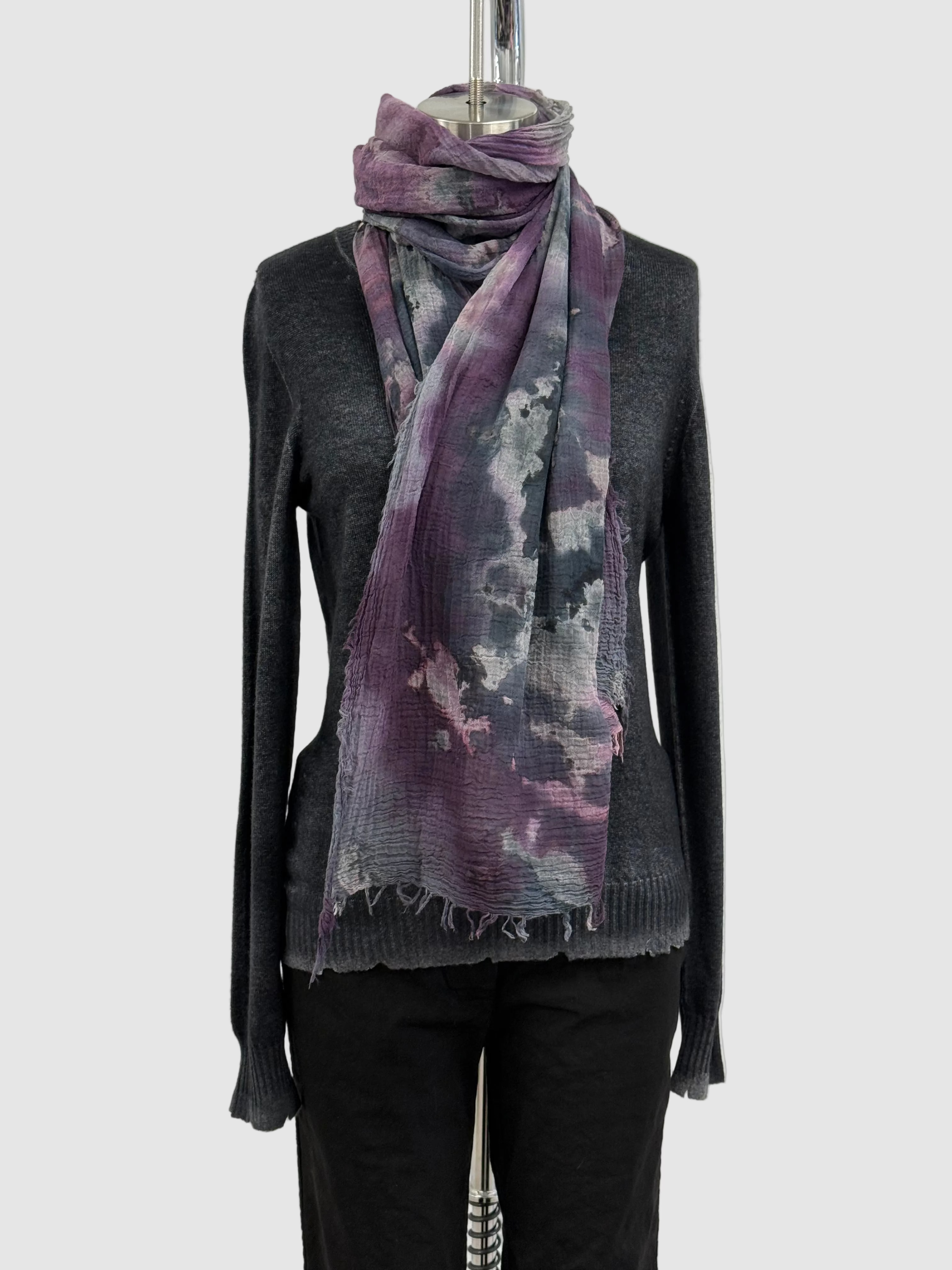 ANNIE TURBIN PLUM BOTANICAL COTTON SCARF