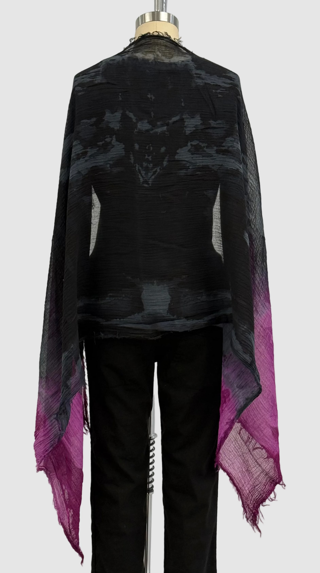 Annie Turbin Magenta Black Horizon Cotton Scarf