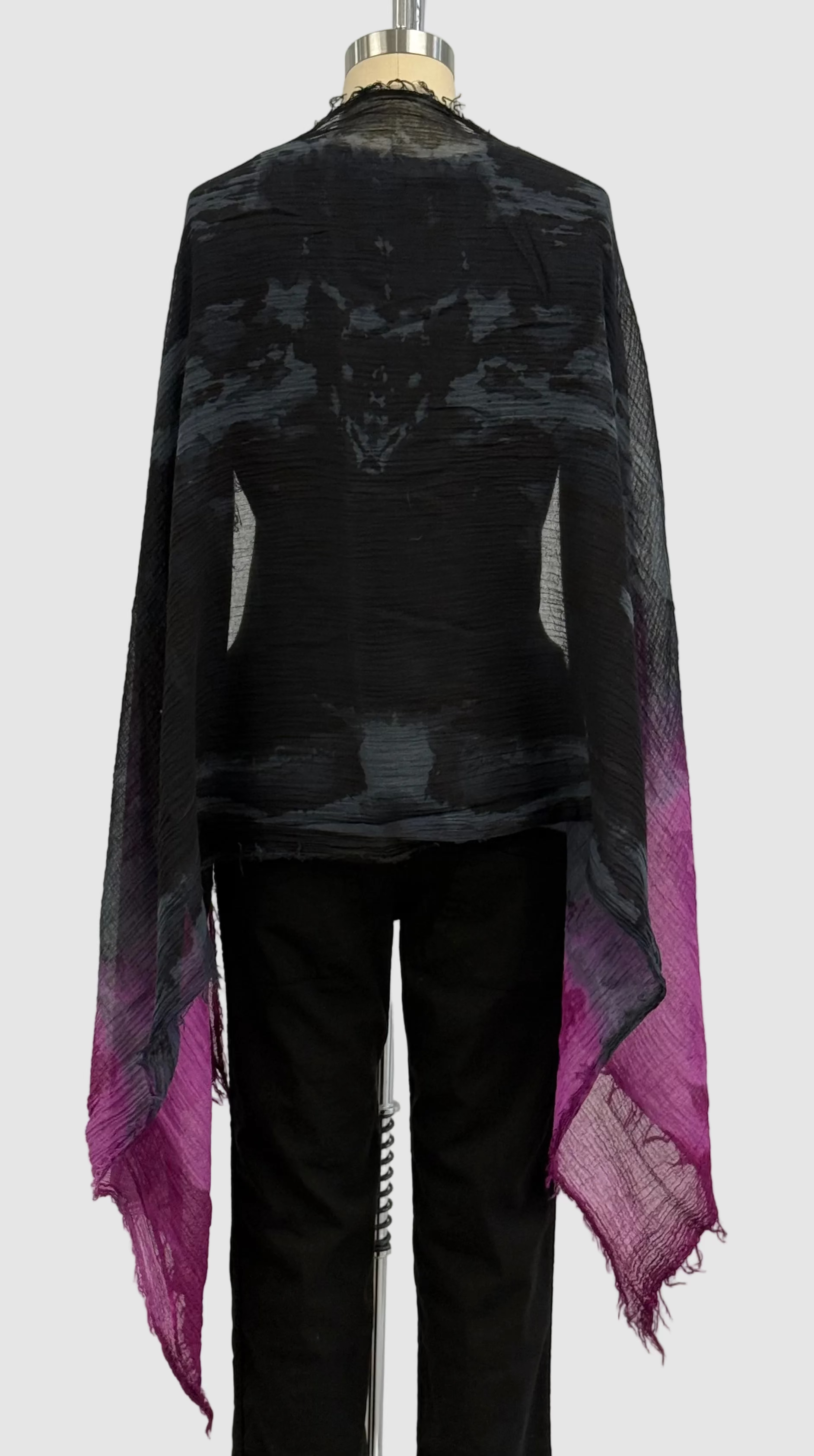 Annie Turbin Magenta Black Horizon Cotton Scarf