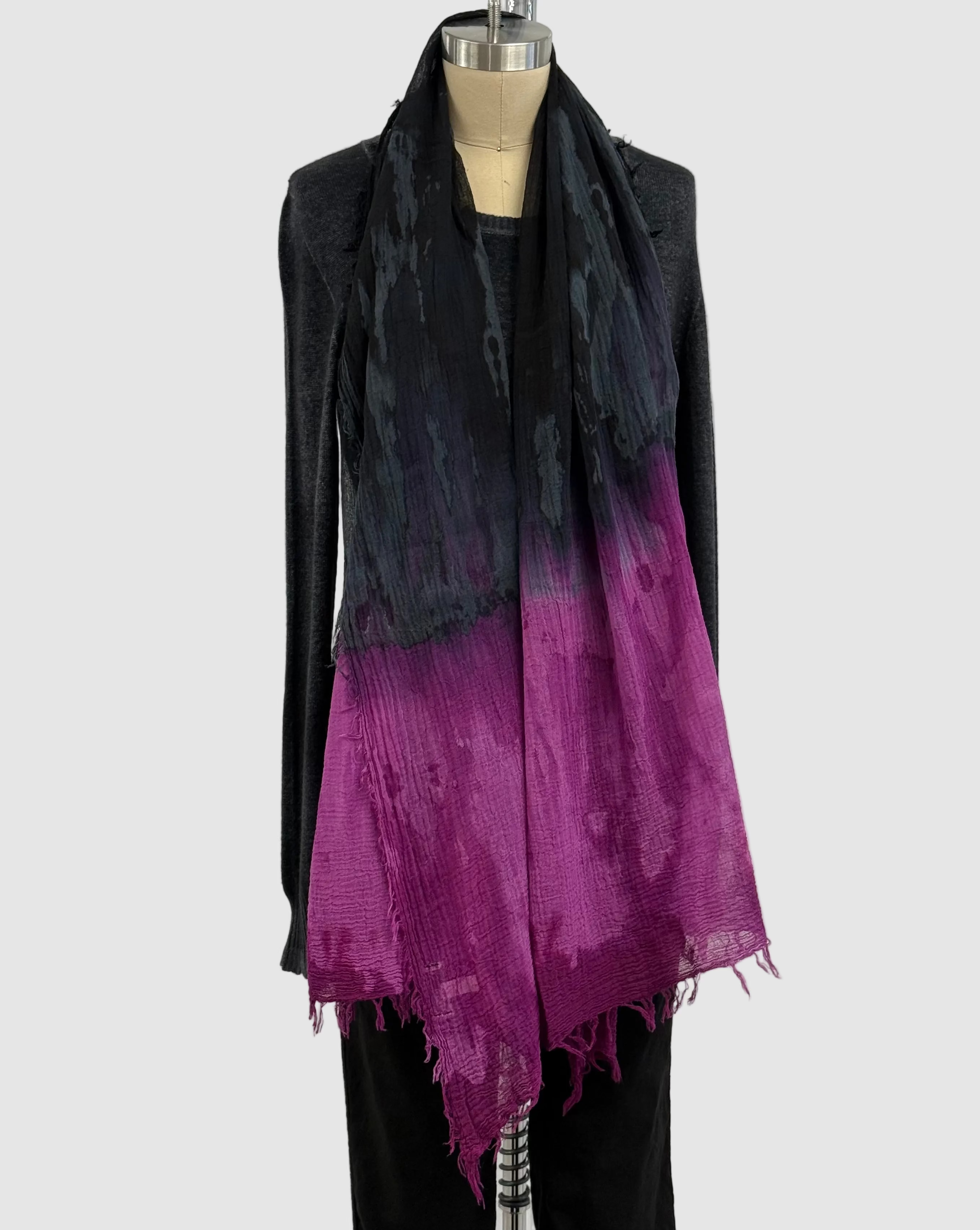 Annie Turbin Magenta Black Horizon Cotton Scarf