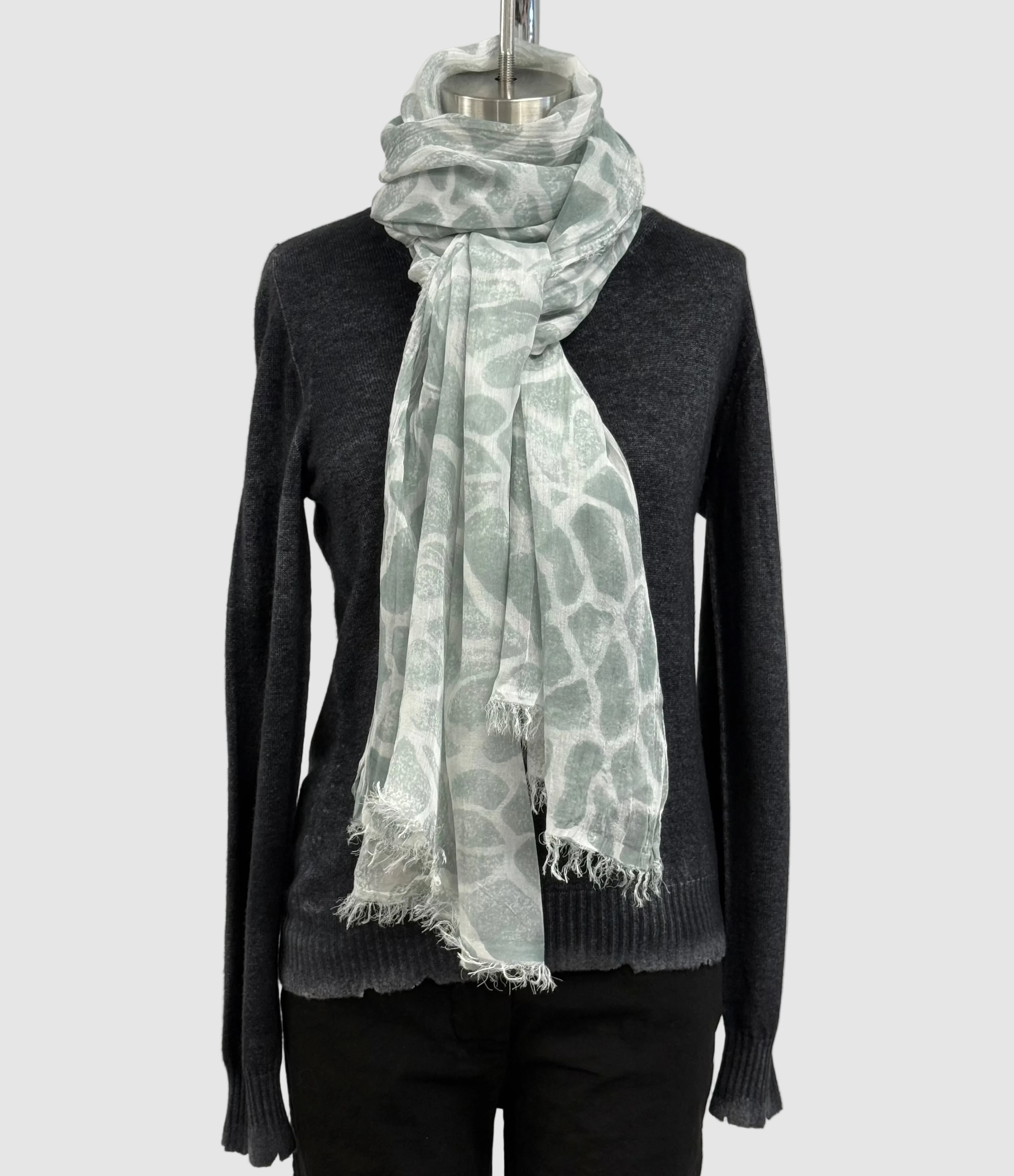 Annie Turbin Pale Sage Green Giraffe Modal Scarf
