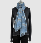 Annie Turbin Blue & Caramel Striped Modal Scarf