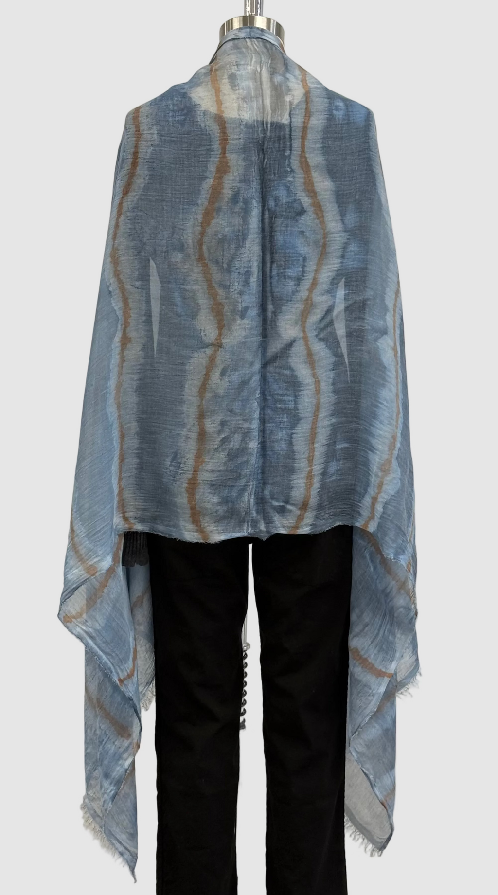 Annie Turbin Blue & Caramel Striped Modal Scarf