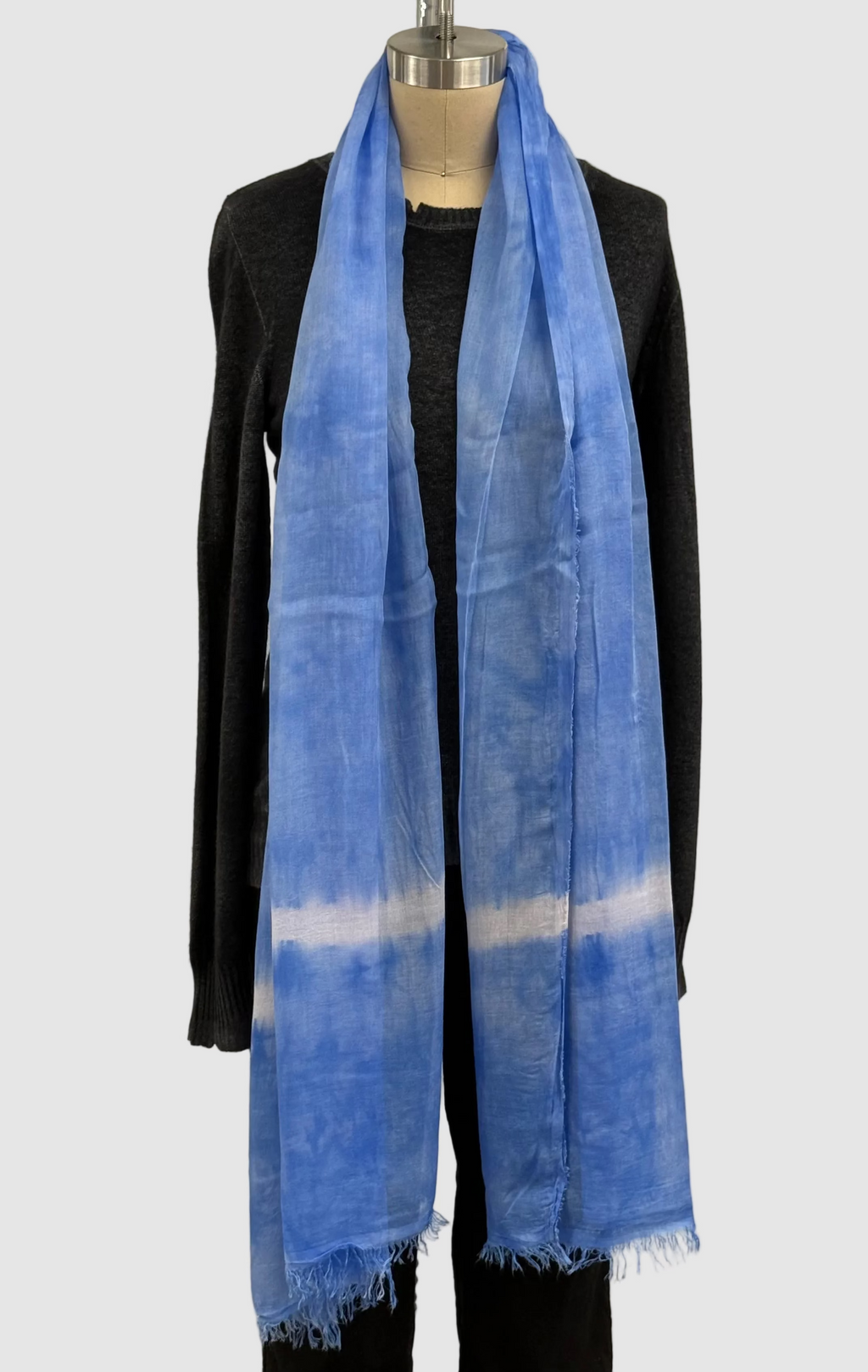 Annie Turbin Blue White Single Stripe Modal Scarf