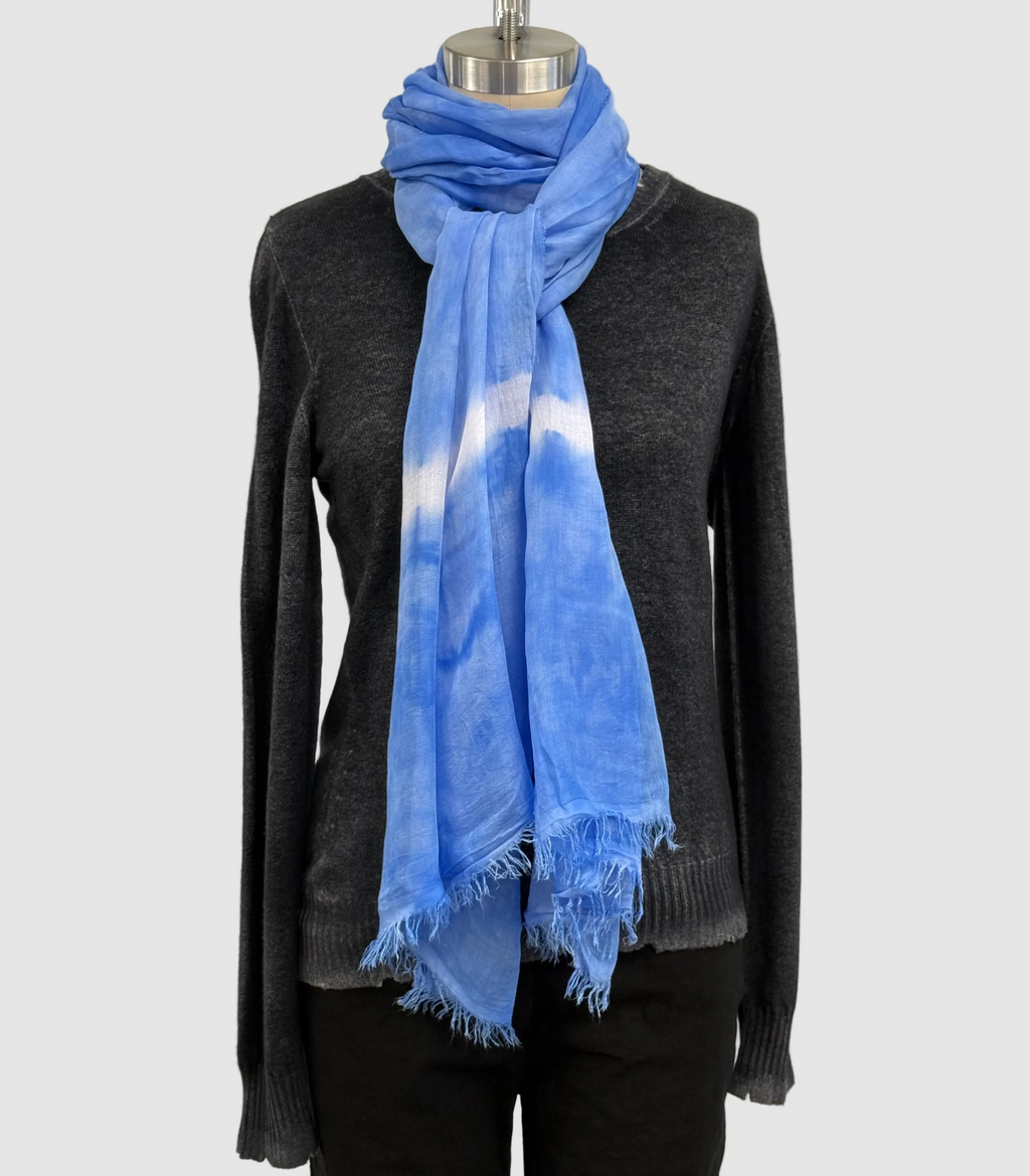Annie Turbin Blue White Single Stripe Modal Scarf