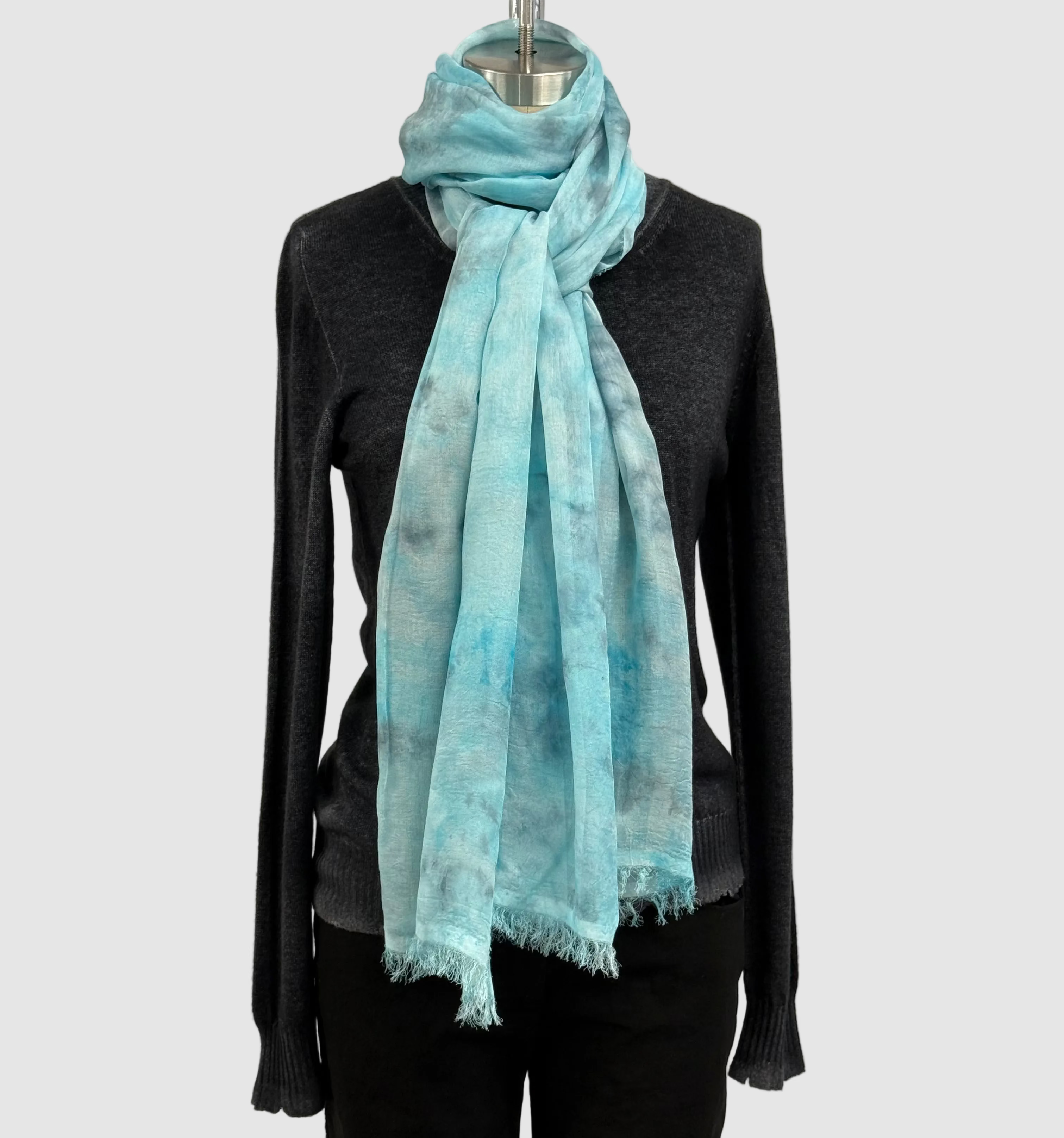 Annie Turbin Pale Turquoise Botanical Modal Scarf