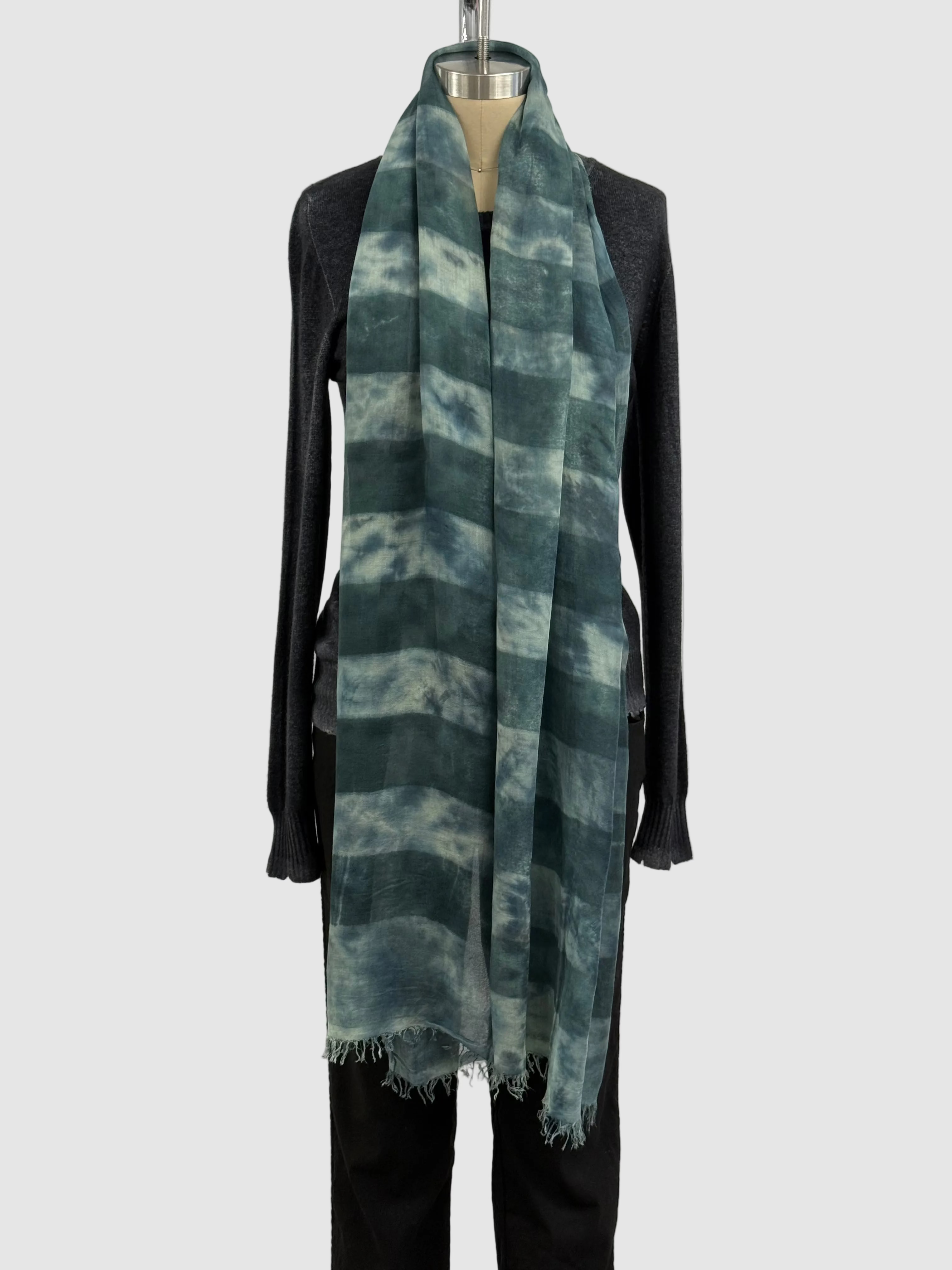 Annie Turbin Combat Green Rugby Striped Modal Scarf