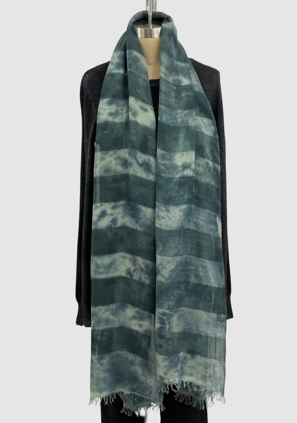 Annie Turbin Combat Green Rugby Striped Modal Scarf