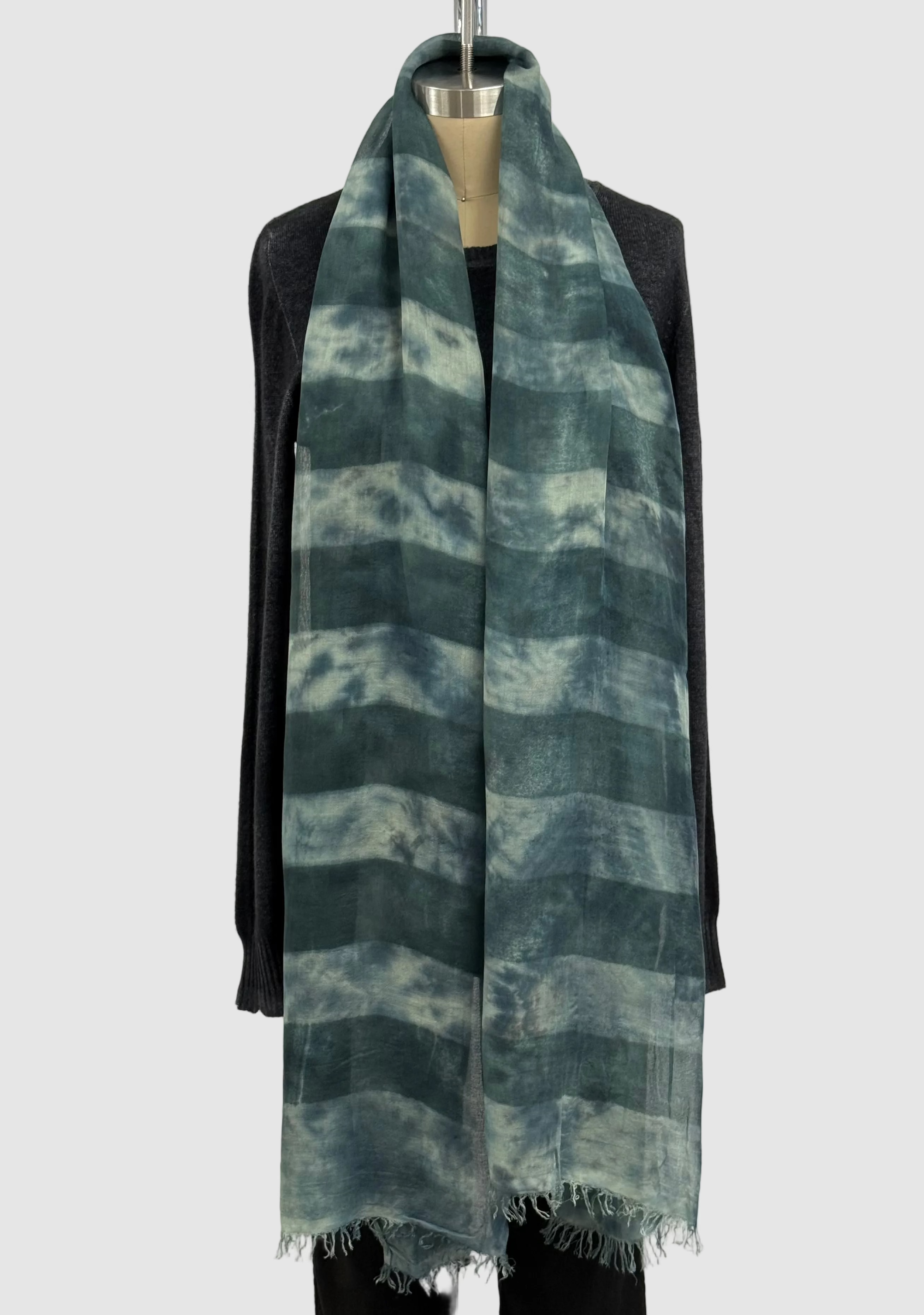 Annie Turbin Combat Green Rugby Striped Modal Scarf