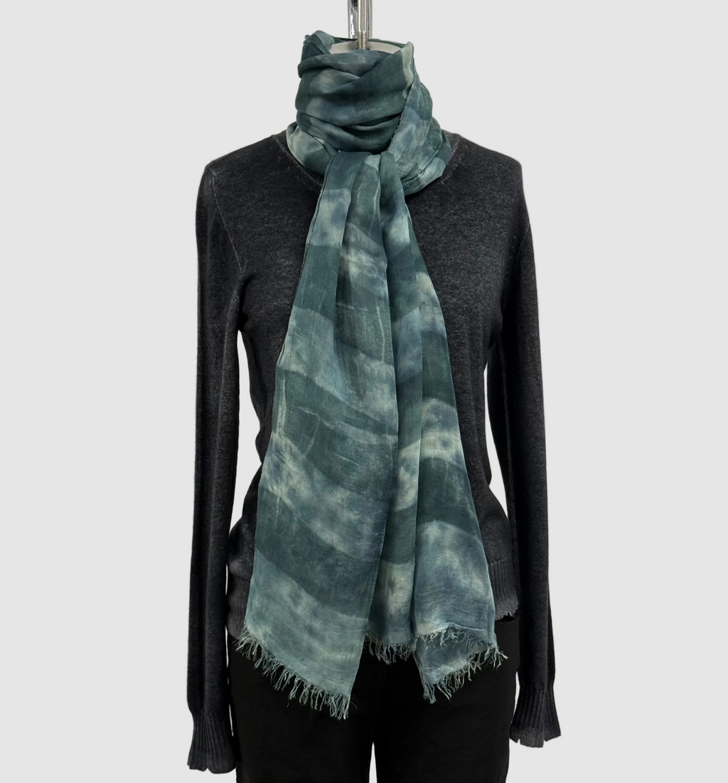 Annie Turbin Combat Green Rugby Striped Modal Scarf