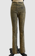 Masnada Laminated Linen Pant in Olive