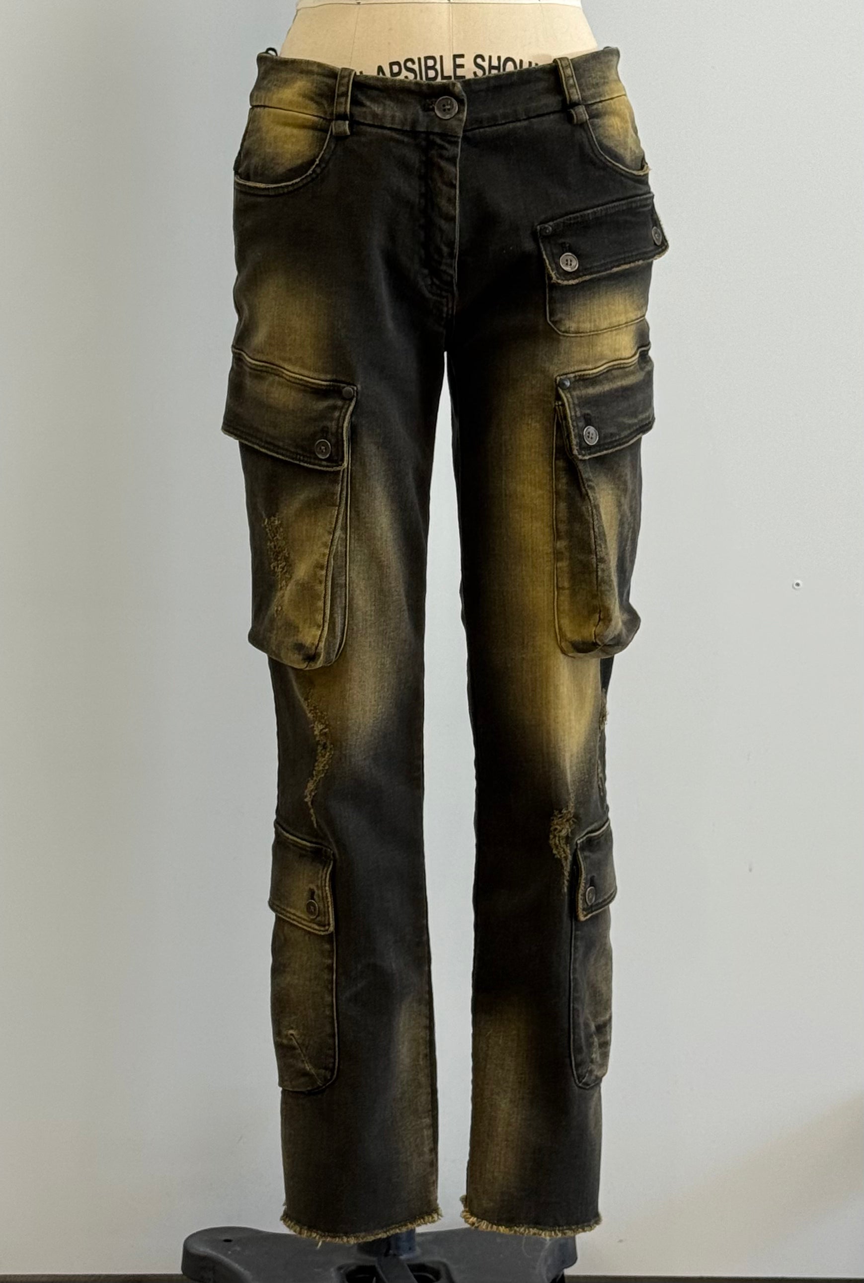 Masnada Cotton Stretch Cargo Pants in Olive