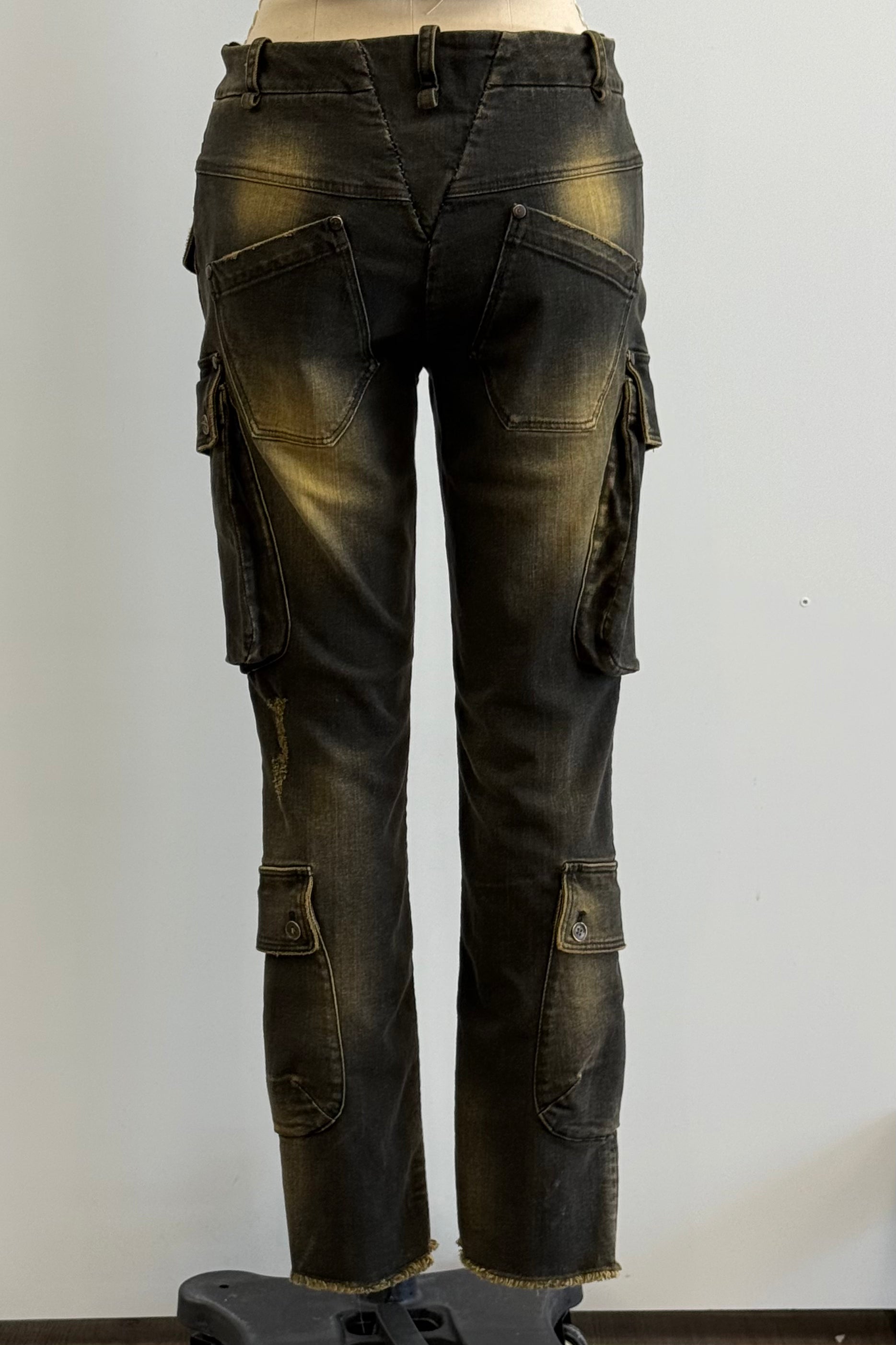 Masnada Cotton Stretch Cargo Pants in Olive