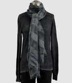 Annie Turbin Grey Botanical Rugby Striped Modal Scarf